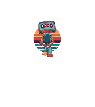 Robot Casetă retro model alb pe tricou