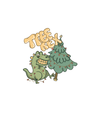 T-rex de Crăciun model alb pe tricou