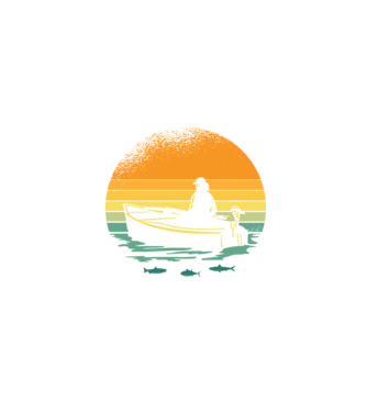 Retro cu Barcă model negru pe tricou