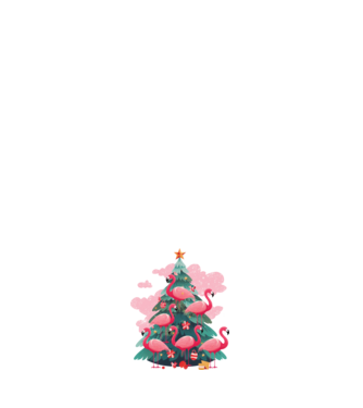 flamingo pom de Crăciun model negru pe tricou
