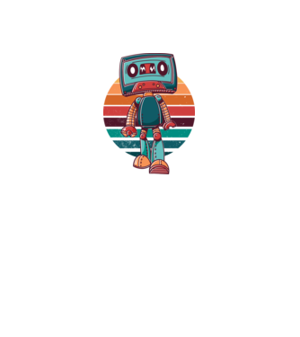 Robot Casetă retro model alb pe tricou