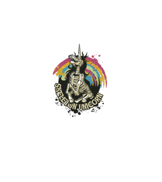 Schelet unicorn model alb pe tricou