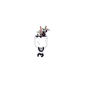 Panda de buzunar model alb pe tricou