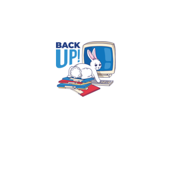 Back up bunny model alb pe tricou