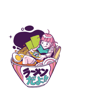 Ramen Anime Gamer fată model alb pe tricou