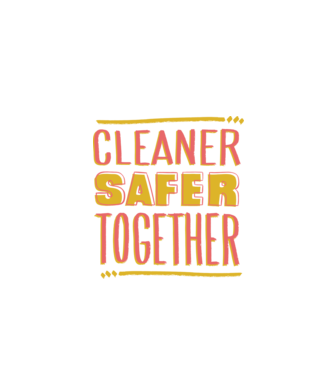 Cleaner Safer Together model alb pe tricou