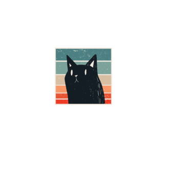 Pisică retro model negru pe tricou
