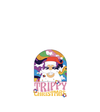 Trippy Christmas model negru pe tricou