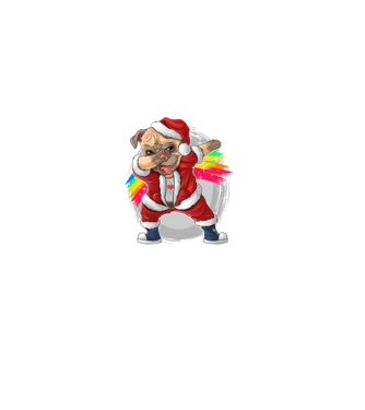 Santa Mops Moș Crăciun model negru pe tricou