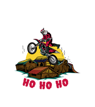 Moș Crăciun pe motocicletă Cross model alb pe tricou