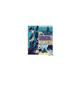 Anime Vaporwave Riding Nowhere model albastru regal pe tricou