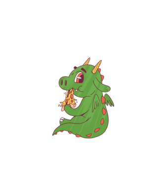 Pizza Dino model negru pe tricou