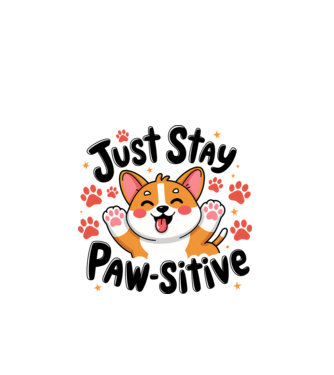 Just Stay Paw-sitive Alb model alb pe tricou