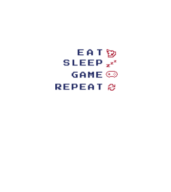 Eat Sleep Game Repeat model alb pe tricou