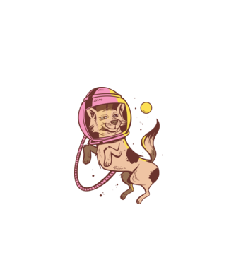 Câine Astronaut model negru pe tricou