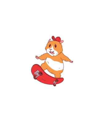 Hamster Skateboarder model turcoaz pe tricou