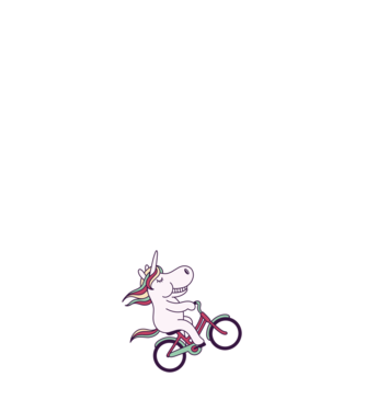 unicorn cu bicicletă model alb pe tricou