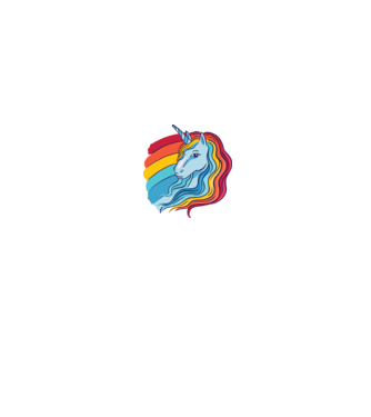 Unicorn cu Curcubeu model negru pe tricou