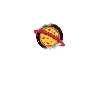 Pizza Planetă model gri pe tricou