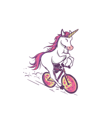 unicorn cu bicicletă model alb pe tricou