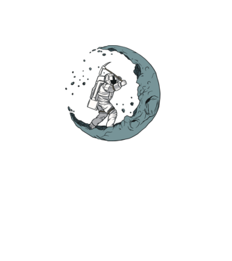 Astronaut pe Lună model negru pe tricou