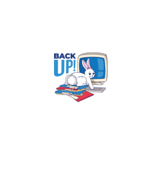 Back up bunny model alb pe tricou