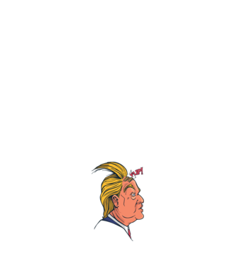 Trump Păr model alb pe tricou