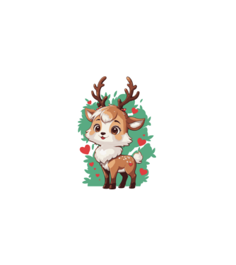 Valentine Deer model alb pe tricou