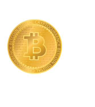 Monedă de aur Bitcoin model negru pe tricou