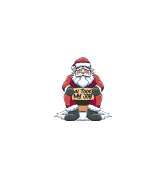 AI took my job Santa model negru pe tricou