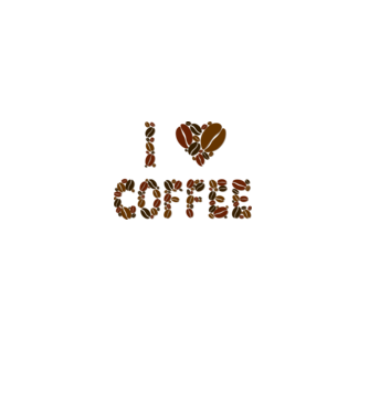 I Love Coffee model alb pe tricou