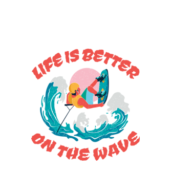 Wakeboard - Life is better on the wave model alb pe tricou
