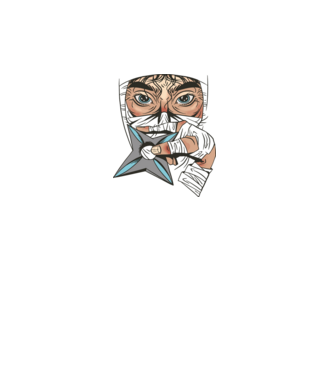 Cap de ninja model turcoaz pe tricou