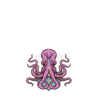 Yoga Octopus model negru pe tricou