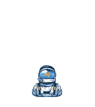 Peștișor auriu Astronaut model alb pe tricou