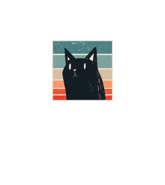 Pisică retro model negru pe tricou