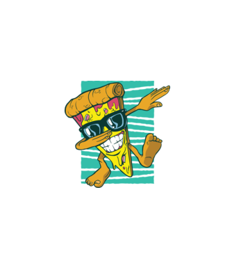 Felie de pizza DAB model negru pe tricou
