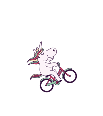 unicorn cu bicicletă model alb pe tricou