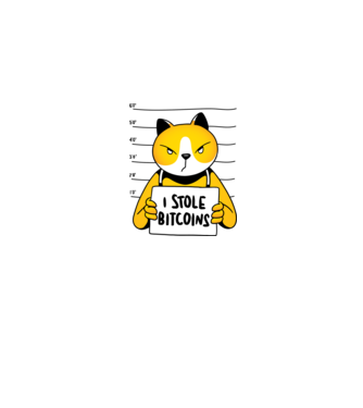 Pisică hoață Bitcoin model gri pe tricou