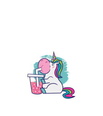 Unicorn Bubble Tea model alb pe tricou