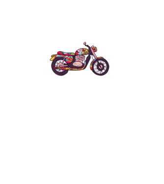Motociclist Hippi model negru pe tricou