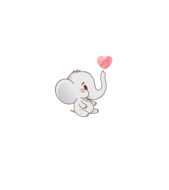 Elefant drăguț model alb pe tricou