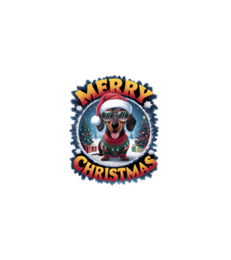 Merry Christmas Teckel model alb pe tricou