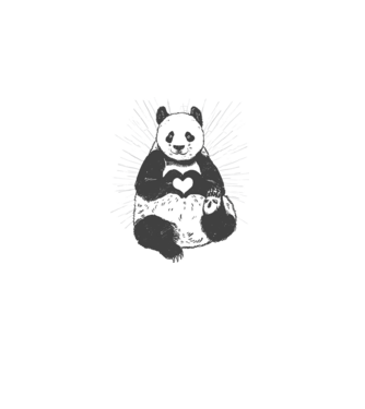 Inimă panda model gri pe tricou