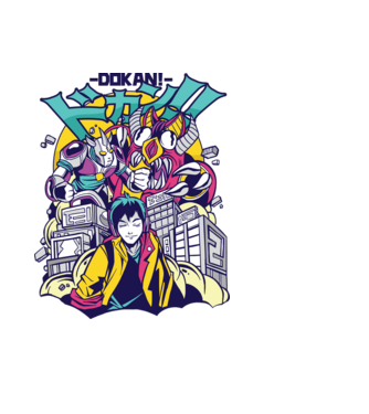 Anime Godzilla model negru pe tricou
