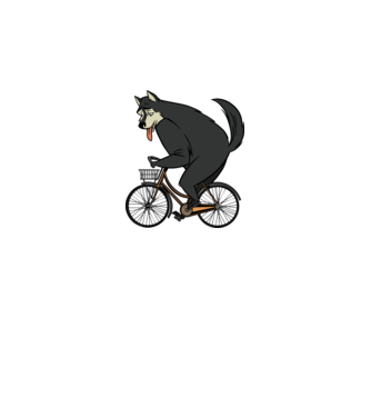 Lup pe bicicletă model alb pe tricou