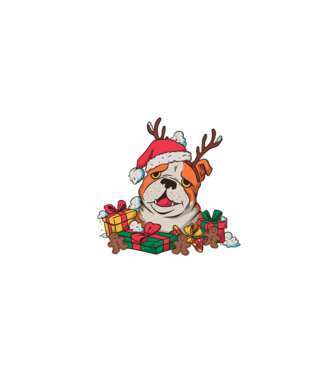 Bulldog de Crăciun model turcoaz pe tricou