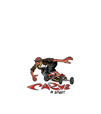 Carveboard Longboard model alb pe tricou
