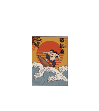 Samurai Surf model negru pe tricou