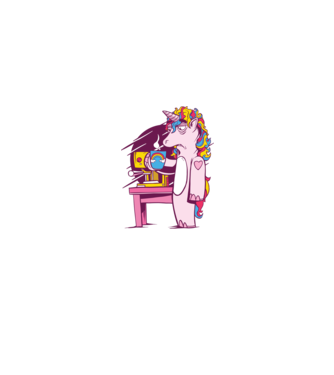 Unicorn Cafea model alb pe tricou